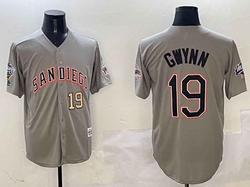 Men San Diego Padres #19 Gwynn Grey Throwback Game 2025 Nike MLB Jersey style 3125